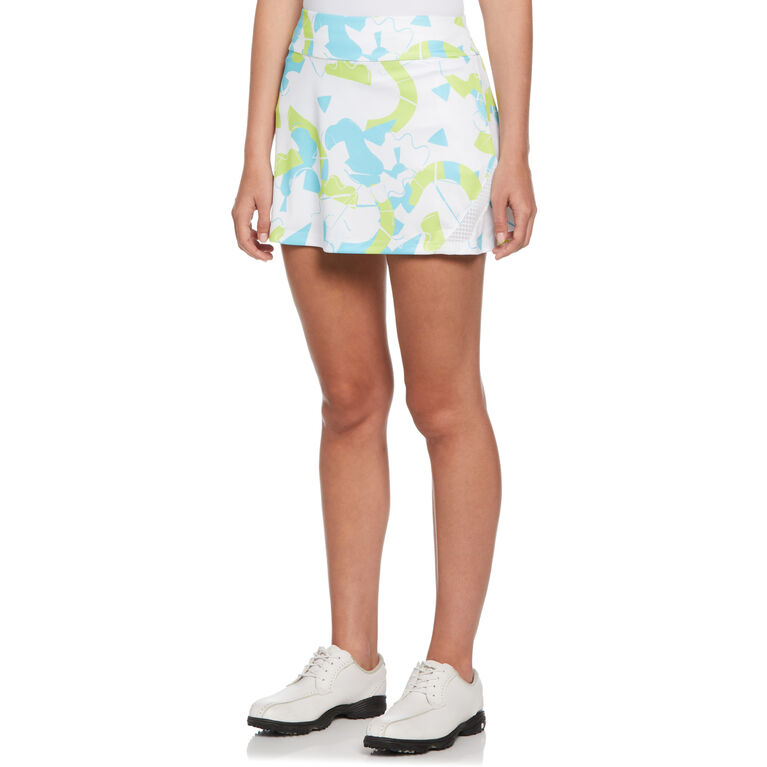 Abstract Printed Mesh 14&quot; Tennis Skort