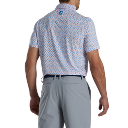 Athletic Fit Beach Print Lisle Self Collar Polo
