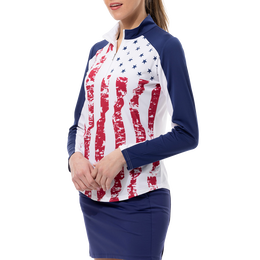 SolCool Stars &amp; Stripes Print Quarter Zip Pullover