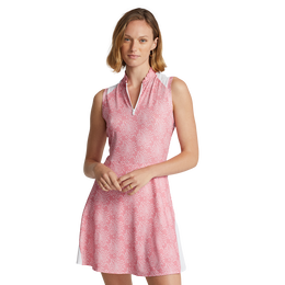 Paneled Mixed Mesh Striped Sleeveless Dress