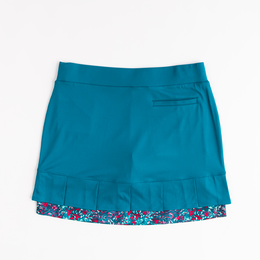 Floral Trim Pleated Back 16.5&quot; Skort