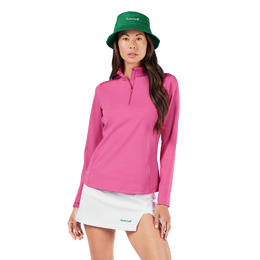 Solid Long Sleeve Quarter Zip Sleeveless Polo Shirt