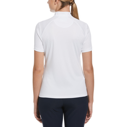 Striped Zip Mock Short Sleeve Polo Shirt