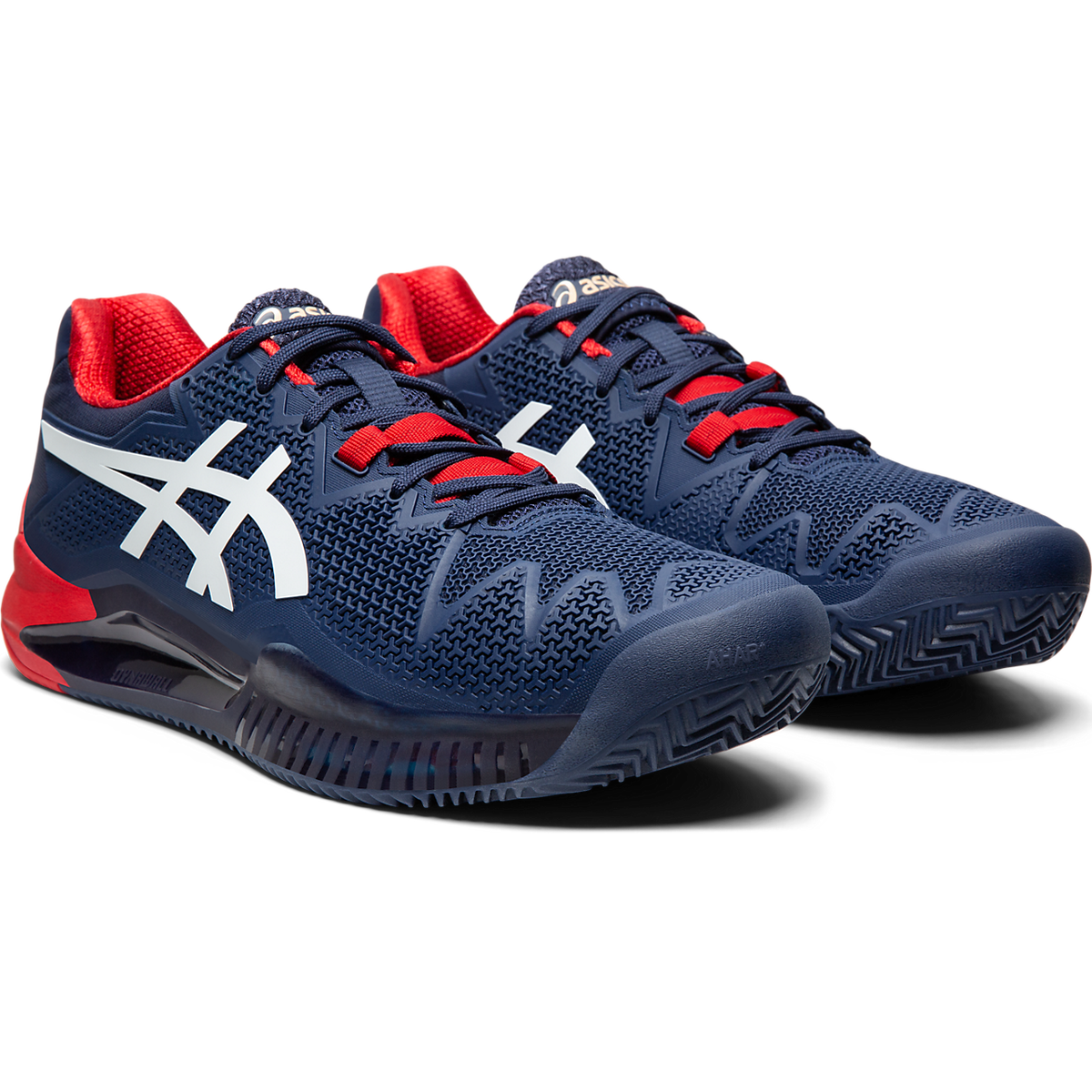 Asics GEL RESOLUTION 8 CLAY Men's Tennis Shoes Navy/Red PGA TOUR