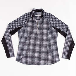 Grid Print Quarter Zip Pull Over