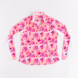 Floral Print Textured Quarter Zip Pull Over