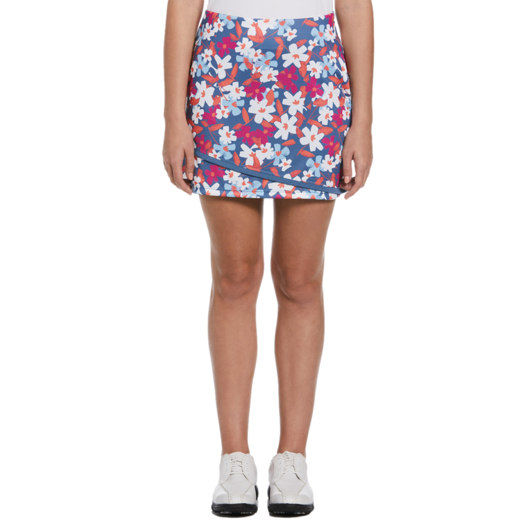 Floral Geo Print Curved Hem 16&quot; Golf Skort