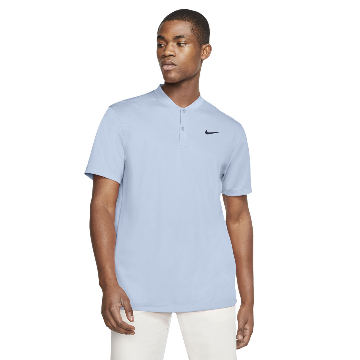 nike collarless golf polo