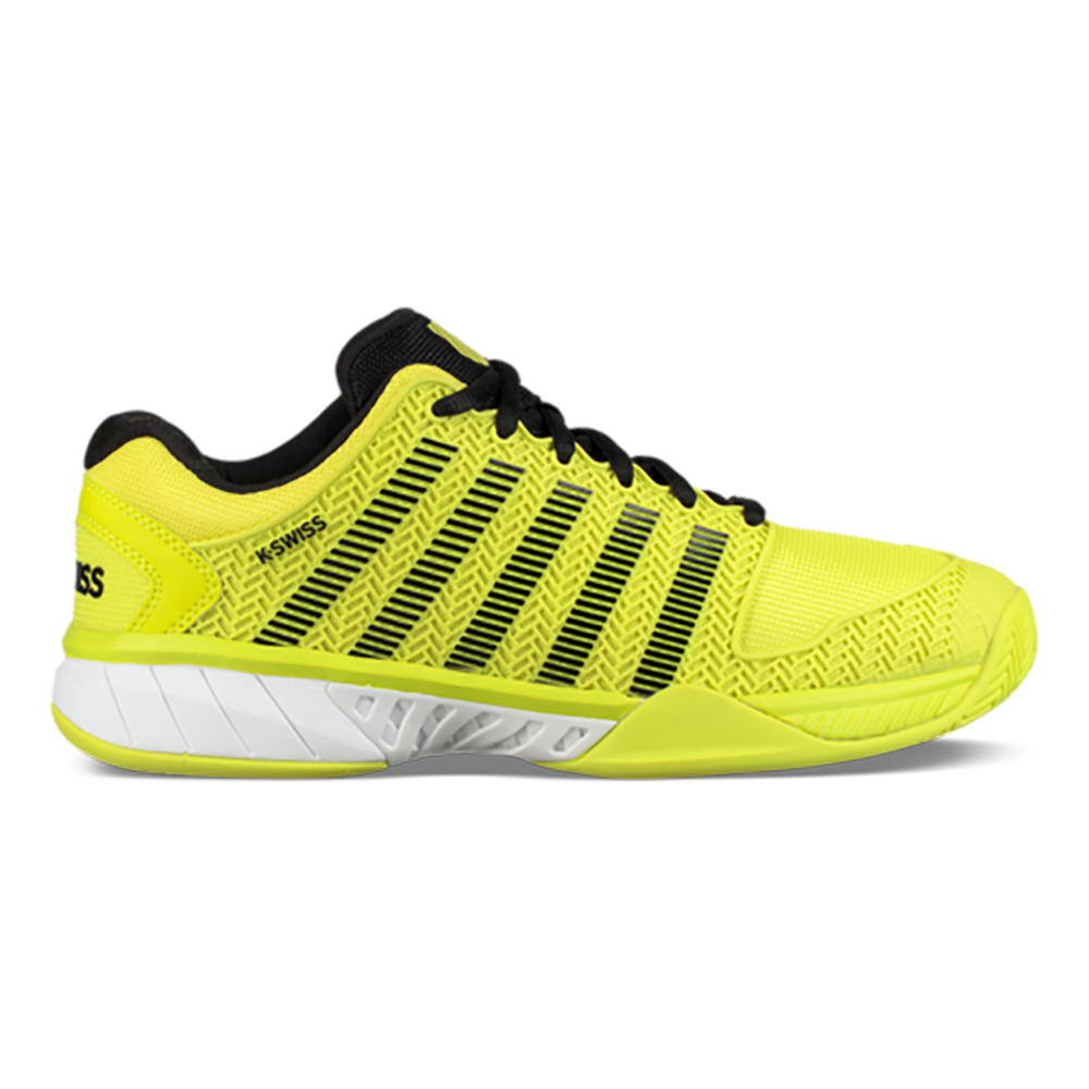 black and yellow tennis shoes