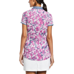 Floral Mesh Short Sleeve Polo Shirt