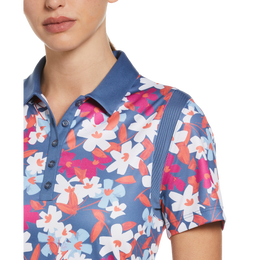 Floral Geo Print Snap Short Sleeve Polo Shirt