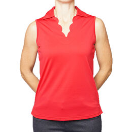 Pebble Beach Scallop Neck Sleeveless Polo