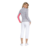 Alternate View 8 of Dashing Diva Collection: Gabriella Patchwork Printed Quarter Zip Pull Over