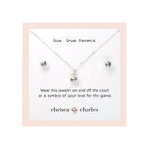 CC Sport Silver Tennis Necklace and Earrings Gift Set for Little Girls &amp; Tweens