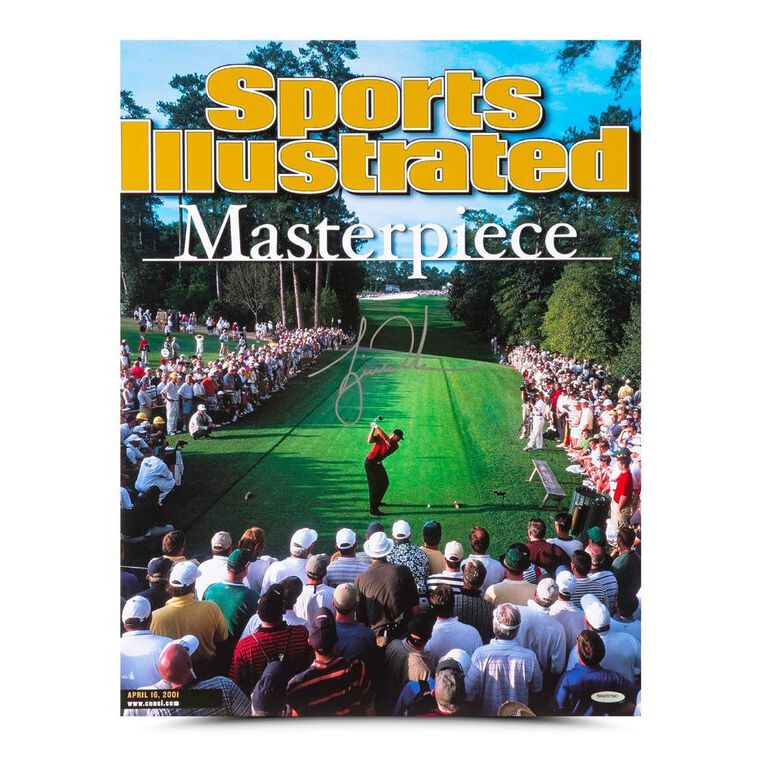 Tiger Woods Autographed Sports Illustrated Cover Print 2001 Masters