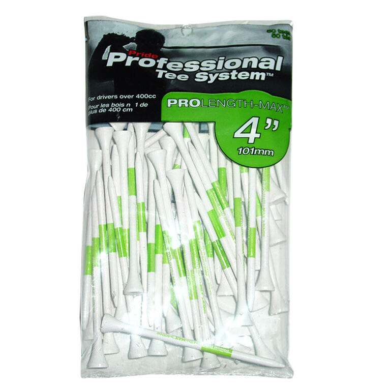 Pride Golf ProLength-Max 4&quot; White Tees 50-Pack