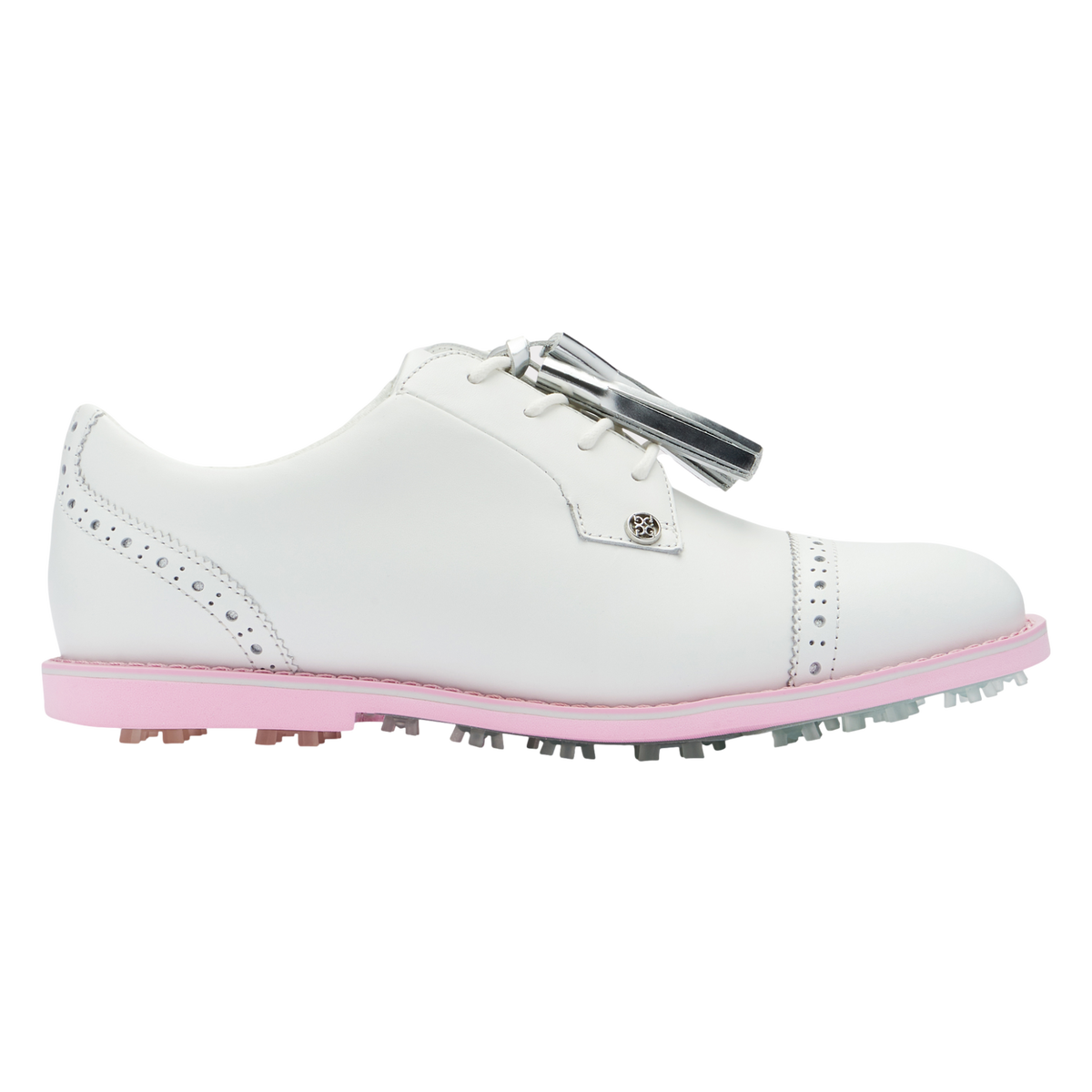 지포어 G/FORE Cap Toe Tassle Gallivanter Womens Golf Shoe,White/Pink
