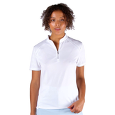 Marina Blue Collection: Mara Jacquard Short Sleeve Mock Neck Polo Shirt