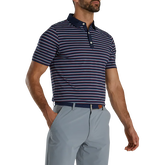Athletic Fit Multi-Stripe Lisle Self Collar Polo