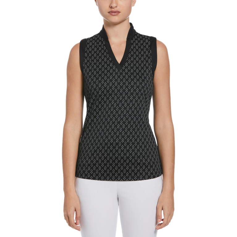 Essential Geo Print Sleeveless Golf Shirt