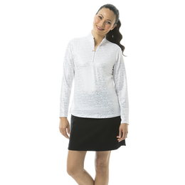 SolShine Mock Neck Foil Stix Quarter Zip Pull Over