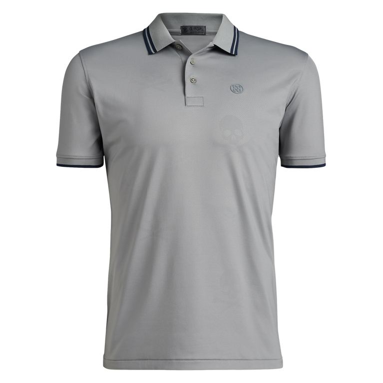 Skull &amp; T&#39;s Debossed Tech Jersey Rib Collar Slim Fit Polo