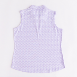 Leaf Print V-Neck Sleeveless Polo Shirt