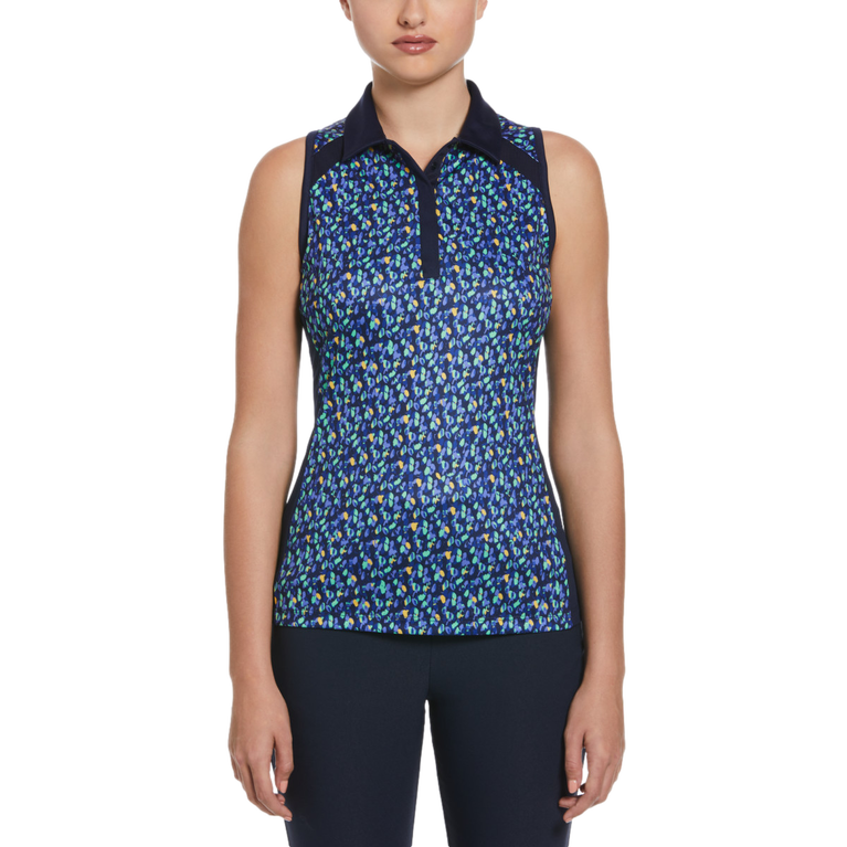 Dab Printed Sleeveless Polo Shirt