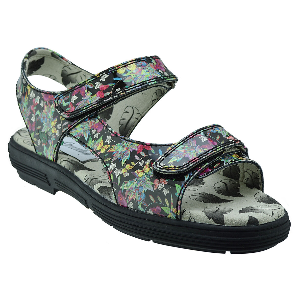 Greenleaf Two Strap Women's Spikeless Golf Sandal Black Floral PGA TOUR Superstore