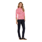 Alternate View 3 of Dashing Diva Collection: Dolores Short Sleeve V-Mock Quarter Zip Top