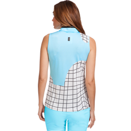Oasis Collection: Geometric Grid Sleeveless Top