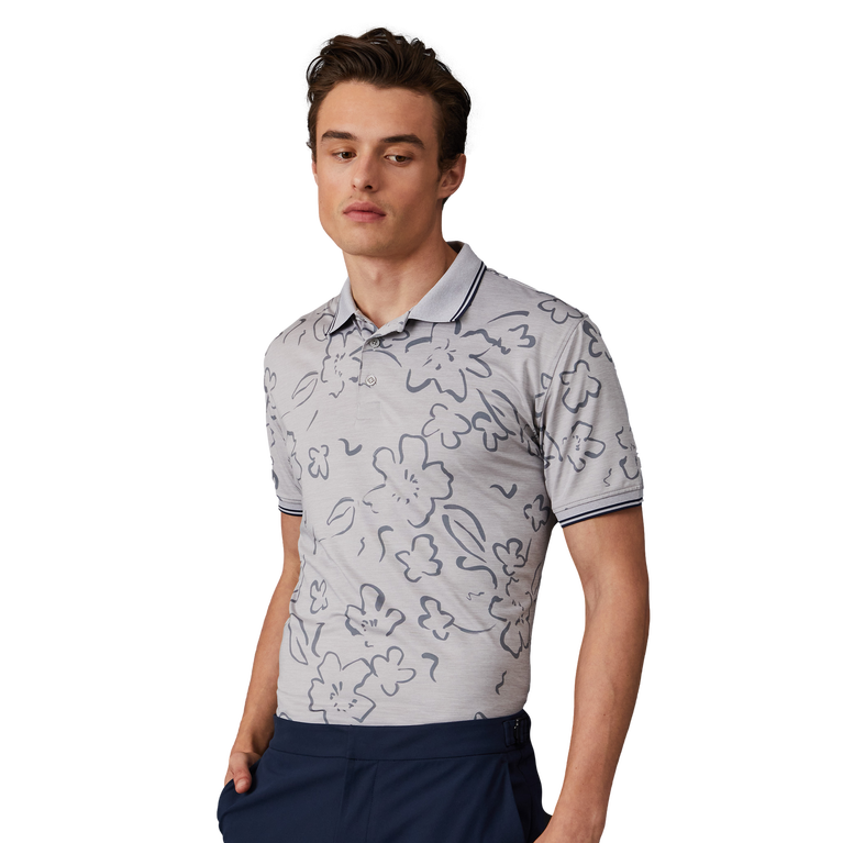 Floral Watercolour Tech Jersey Slim Fit Polo