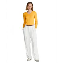 Cotton-Blend V-Neck Pull Over Sweater