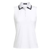 Alternate View 4 of Rib Pleated Collar Silky Tech Sleeveless Polo Shirt