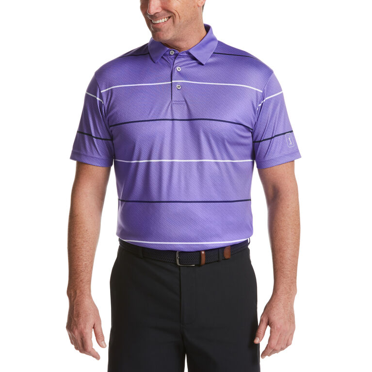 PGA TOUR Horizontal Stripe Short Sleeve Golf Polo Shirt | PGA TOUR ...