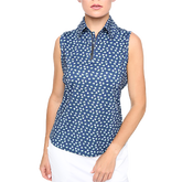 Alternate View 1 of Sabrina Collection: Ditsy Floral Keystone Sleeveless Quarter Zip Polo