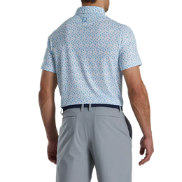 Athletic Fit Beach Print Lisle Self Collar Polo