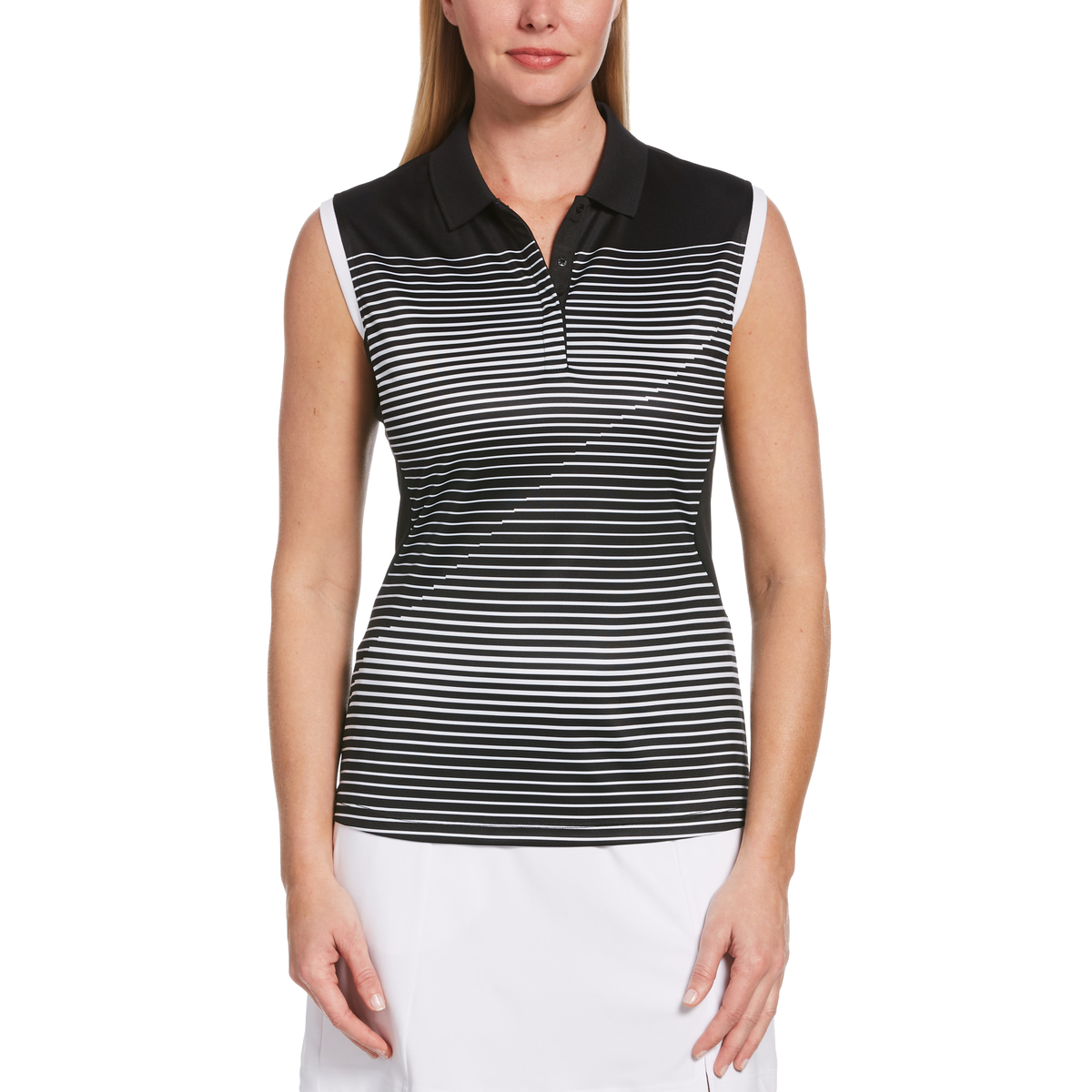 PGA TOUR Apparel Striped Sleeveless Golf Polo Shirt PGA TOUR Superstore