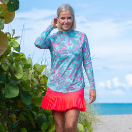 Mint Julep Collection: Bold Lilly Print Quarter Zip Pull Over