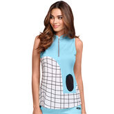 Oasis Collection: Geometric Grid Sleeveless Top