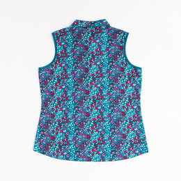 Fall Meadow Floral Sleeveless Polo Shirt