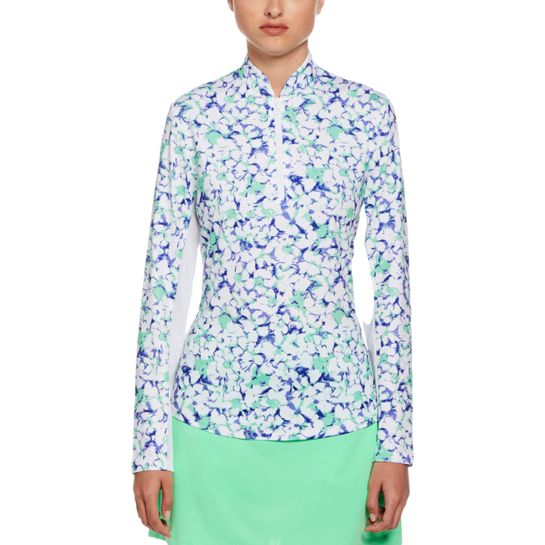 Abstract Floral Print Sun Protection Pull Over