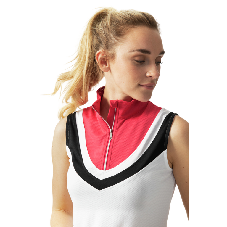 Sportif Dot Collection: Tisha Colorblock Sleeveless Polo Shirt