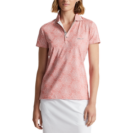 Floral Print Stretch Jersey Short Sleeve Polo Shirt