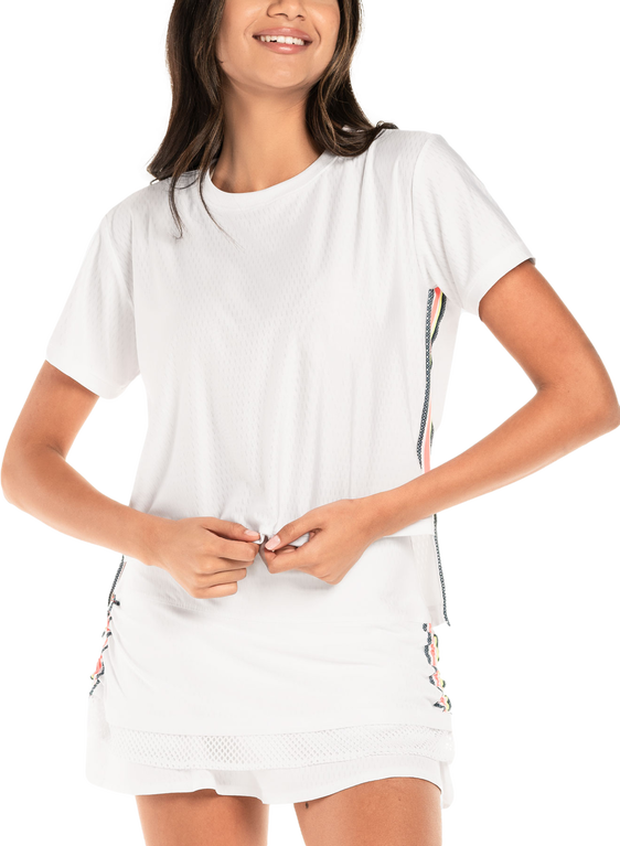 High-Low Royale Stripe Short Sleeve Top