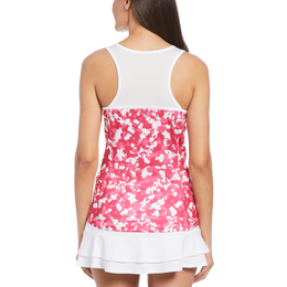 Camo Floral Print Asymmetrical Tennis Tank Top