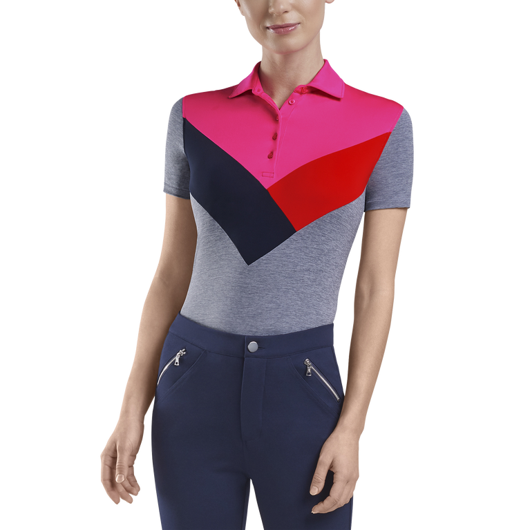 Chevron Color Block Short Sleeve Polo Shirt