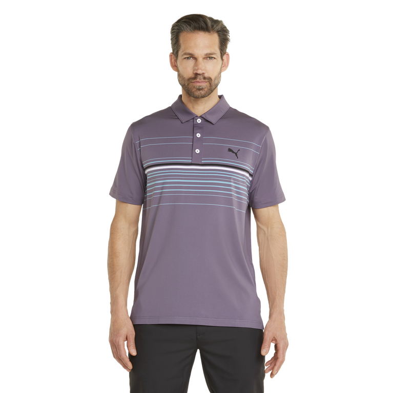 MATTR Canyon Multi Stripe Short Sleeve Polo Shirt