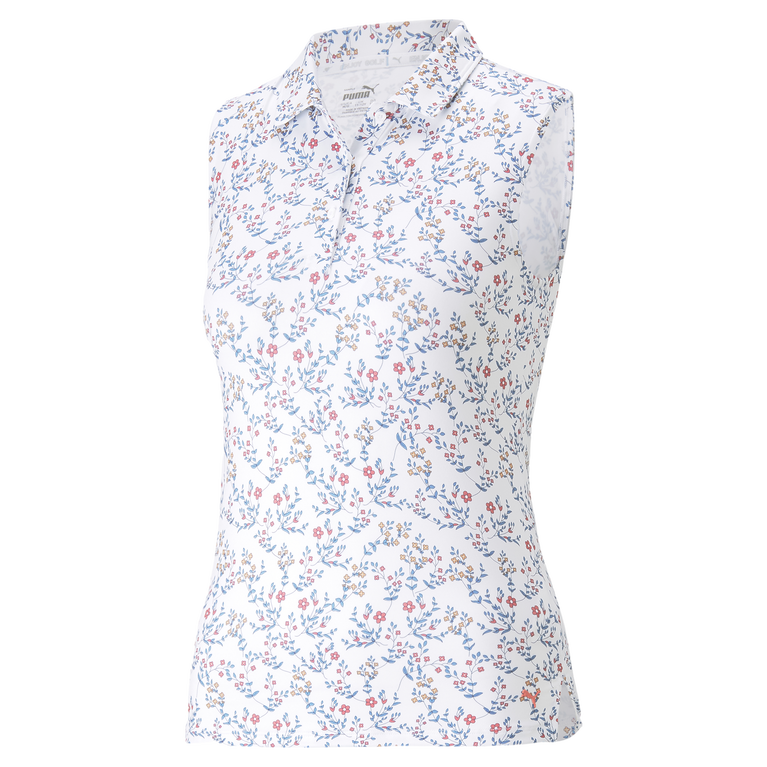 MATTR Micro Floral Girls Sleeveless Polo Shirt