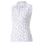 MATTR Micro Floral Girls Sleeveless Polo Shirt